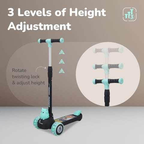 R for Rabbit Road Runner Ryder Kids Scooter - PU LED Wheels & Multi-Level Height Adjustment Black Blue