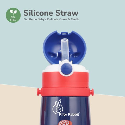 R for Rabbit Steebo Safari Stainless Steel Sipper Bottle For Kids Blue Dino