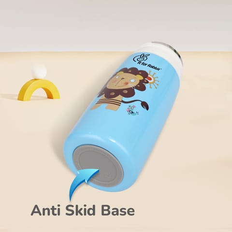 R for Rabbit Steebo Safari Stainless Steel Sipper Bottle For Kids Blue Lion