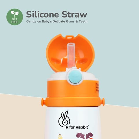 R for Rabbit Steebo Safari Stainless Steel Sipper Bottle For Kids Orange Giffy