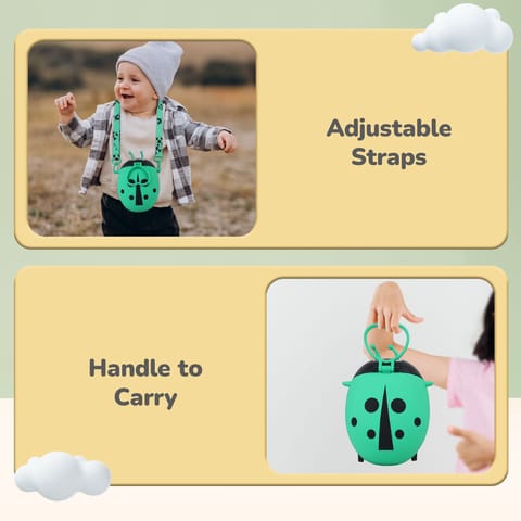 R for Rabbit Beetle Baby Straw Sipper Water Bottle With Adjustable Straps Green