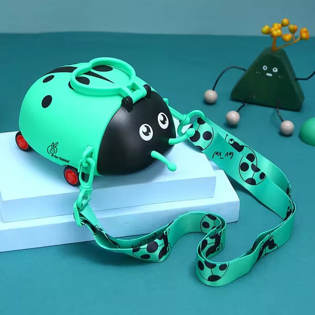 R for Rabbit Beetle Baby Straw Sipper Water Bottle With Adjustable Straps Green