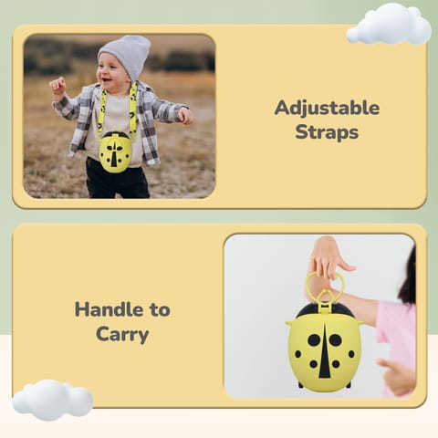 R for Rabbit Beetle Baby Straw Sipper Water Bottle With Adjustable Straps Yellow