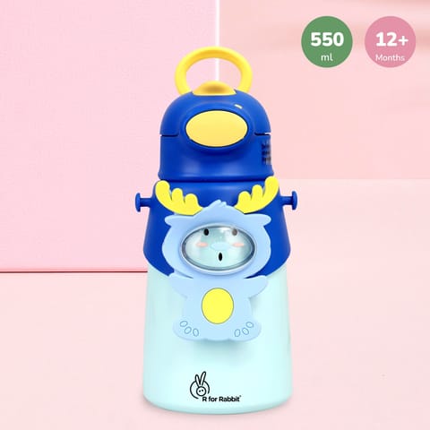 R for Rabbit Steebo Zoobie Stainless Steel Sipper Feeding Bottle For Kids Blue Deer