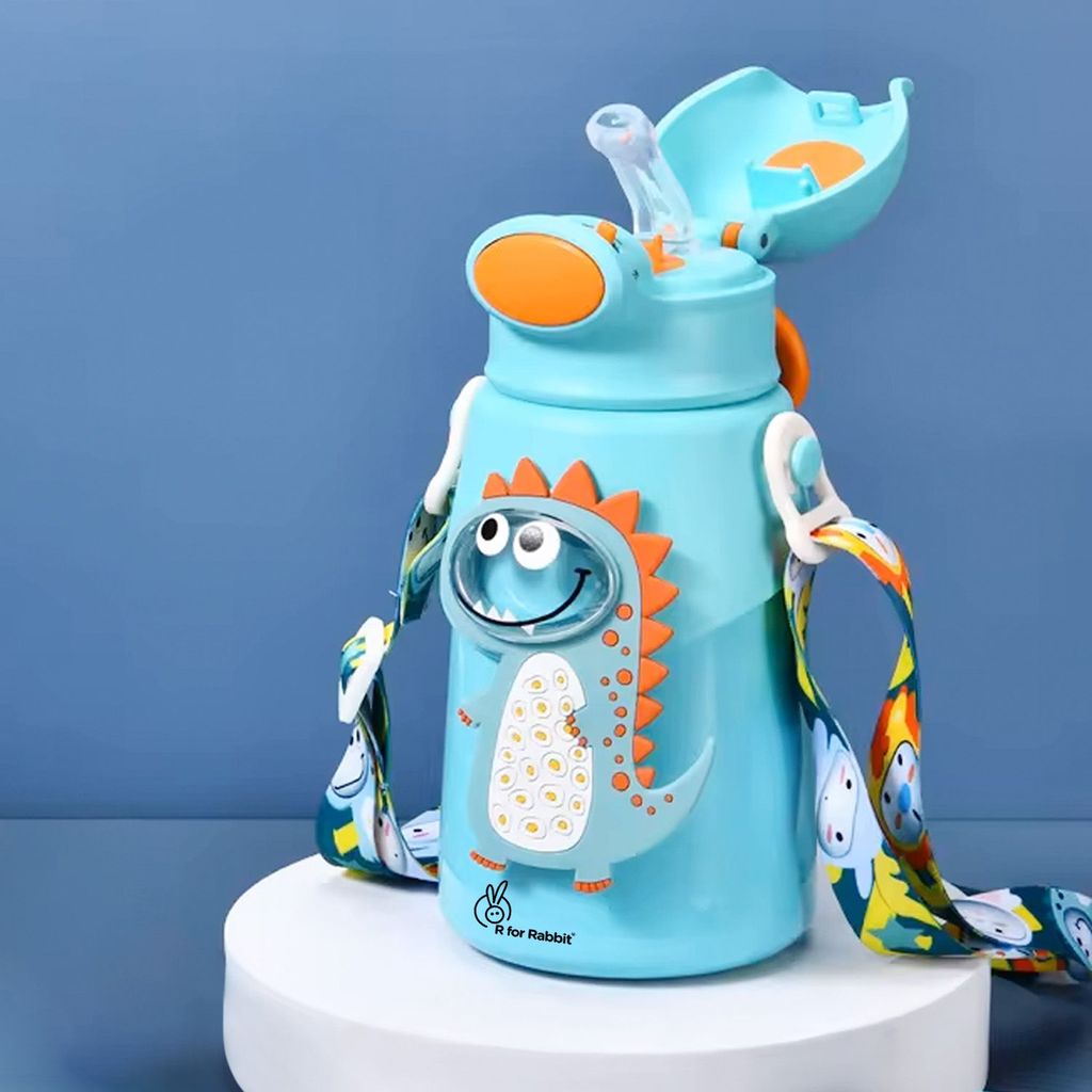 R for Rabbit Steebo Zoobie Stainless Steel Sipper Feeding Bottle For Kids Blue Dino
