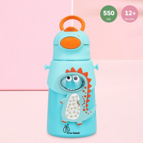 R for Rabbit Steebo Zoobie Stainless Steel Sipper Feeding Bottle For Kids Blue Dino