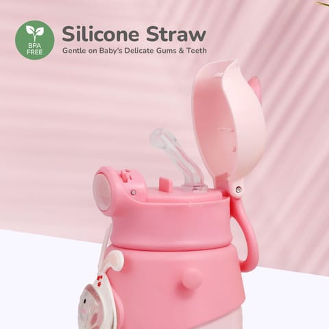 R for Rabbit Steebo Zoobie Stainless Steel Sipper Feeding Bottle For Kids Pink Bunny