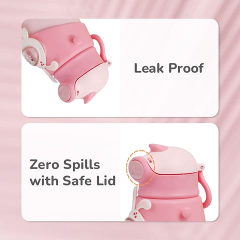 R for Rabbit Steebo Zoobie Stainless Steel Sipper Feeding Bottle For Kids Pink Bunny