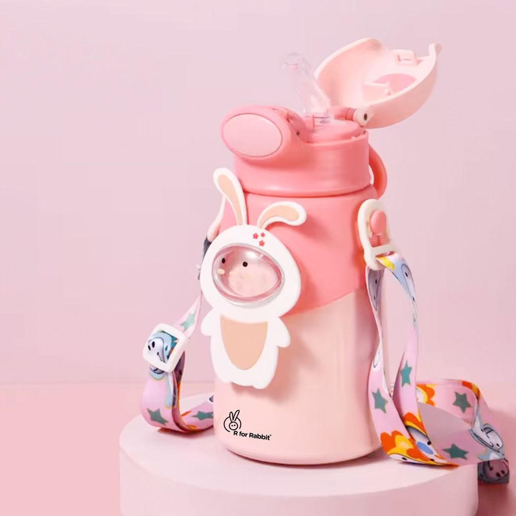 R for Rabbit Steebo Zoobie Stainless Steel Sipper Feeding Bottle For Kids Pink Bunny