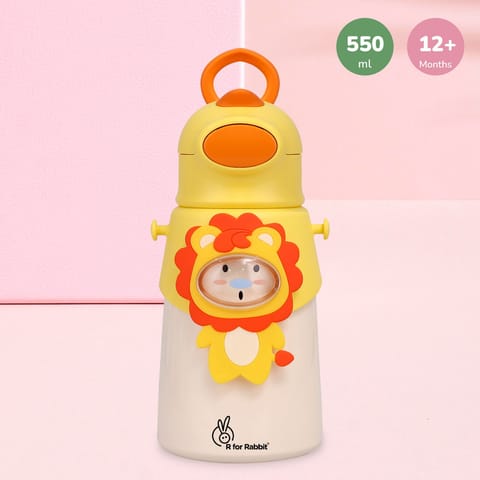 R for Rabbit Steebo Zoobie Stainless Steel Sipper Feeding Bottle For Kids Yellow Lion