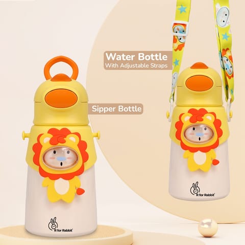 R for Rabbit Steebo Zoobie Stainless Steel Sipper Feeding Bottle For Kids Yellow Lion