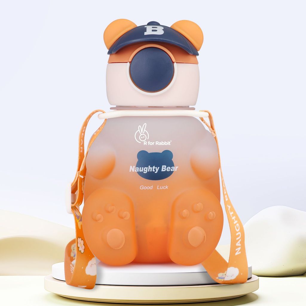 R for Rabbit Tritan Bear Baby Straw Sipper Bottle Orange
