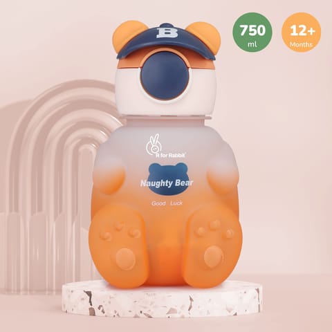 R for Rabbit Tritan Bear Baby Straw Sipper Bottle Orange