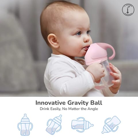 R for Rabbit Trunky Baby Straw Sipper Bottle With Safe BPA free PP Material,  Peach pink