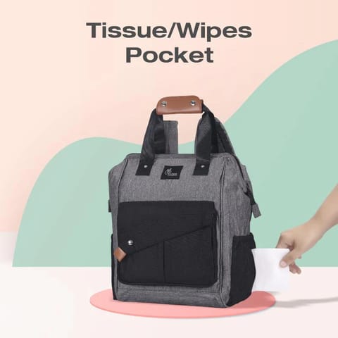 R For Rabbit Caramello Delight Smart Diaper Backpack Bag,Grey Black