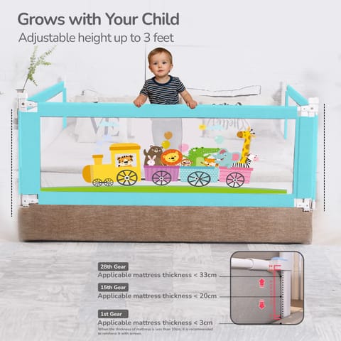 R for Rabbit Safari Bed Rail for Baby Easy Install, Anti-Fall Safeguard for Toddler Safety, Blue