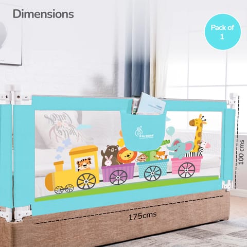R for Rabbit Safari Bed Rail for Baby Easy Install, Anti-Fall Safeguard for Toddler Safety, Blue
