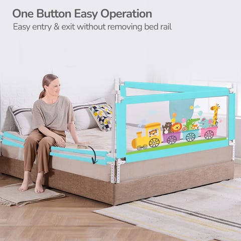 R for Rabbit Safari Bed Rail for Baby Easy Install, Anti-Fall Safeguard for Toddler Safety, Blue