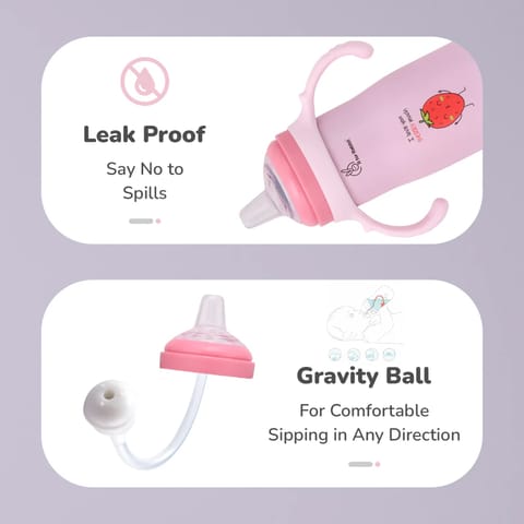 R For Rabbit Steebo Fusion Spout Cup Stainless Steel Bottle For Kids, Leak Proof, Pink