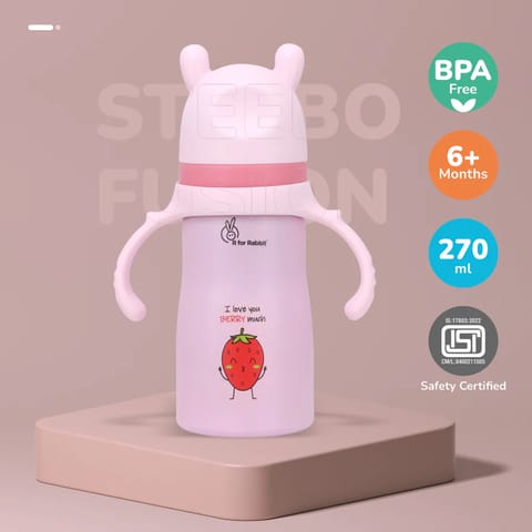 R For Rabbit Steebo Fusion Spout Cup Stainless Steel Bottle For Kids, Leak Proof, Pink