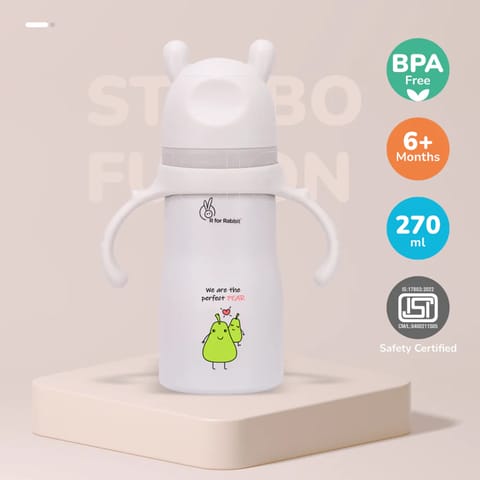 R For Rabbit Steebo Fusion Spout Cup Stainless Steel Bottle For Kids, Leak Proof, Beige-Pear
