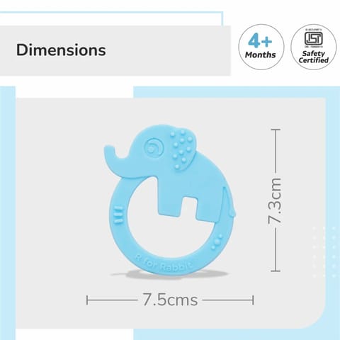 R For Rabbit Tiny Bites Zoobie Baby Silicone Teethers Pack of 1 Crocodile, Rabbit, and Elephant, Blue