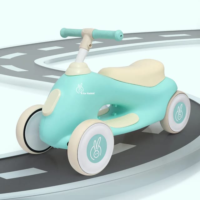 R For Rabbit Speedster Zoomy Push Ride On Car for Kids, Green Cream