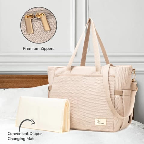 R For Rabbit Caramello Tote Multi Purpose Diaper Bag With Spacious Storage, Beige