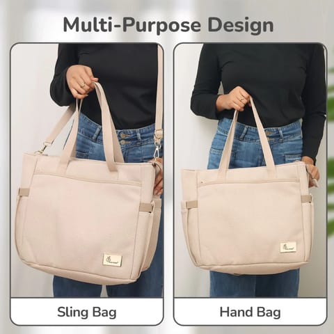 R For Rabbit Caramello Tote Multi Purpose Diaper Bag With Spacious Storage, Beige