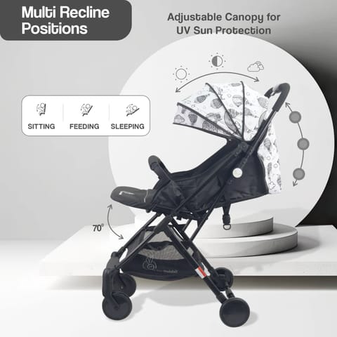 R For Rabbit Pocket Lite Travel System Kids Stroller With Infant Car Seat to a Carry Cot, Rocker or Feeding chair, Black Multi