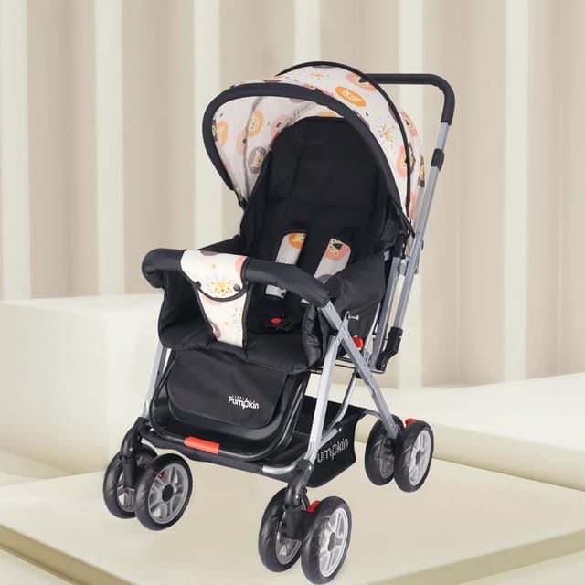 R for Rabbit Kiddie Kingdom Stroller - 3 Position Recline, Easy Fold, Reversible Handle, Rear Wheel Brakes Black Safari