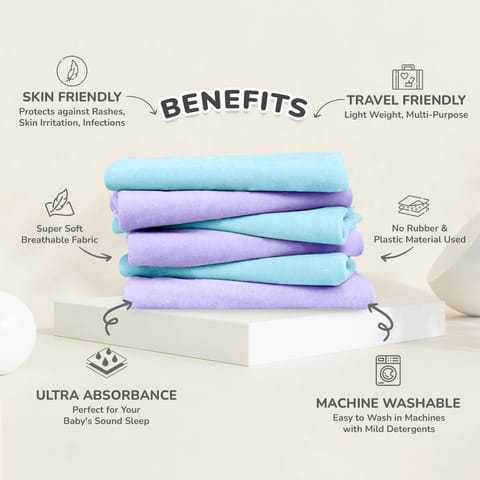 R for Rabbit Dry Nap Bliss Premium Pee Protector Sheet Blue -Purple