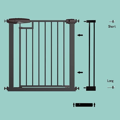 Baybee Auto Close Safety Gate Extension Toddlers Gate for Stairs Easy Install Pressure/Hardware Mounted Dog Fence for House Auto Closed Walk-Thru Pet Gate for Doorways | Black (75-85+10 cm)