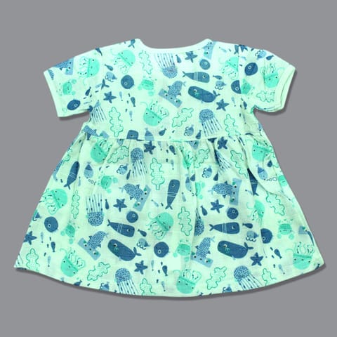 Baby Girl Organic cotton Sleeveles Printed Button Frock - Light Yellow (New Born)