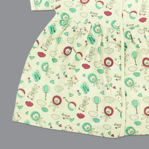 Born Babies Baby Boy & Baby Girl Organic cotton Printed Sleeveless Knotted Jabla - Light Blue (New Born)