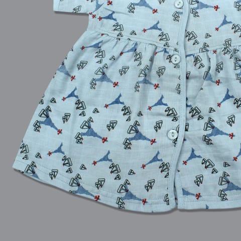 Born Babies Baby Boy & Baby Girl Organic cotton Printed Sleeveless Knotted Jabla - Light Green (New Born)