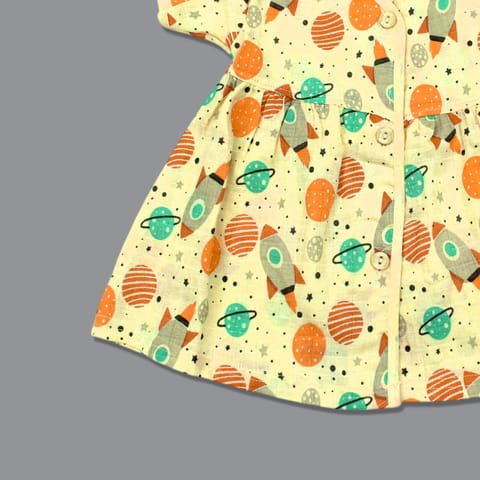 Born Babies Baby Boy & Baby Girl Organic cotton Printed Sleeveless Front Open Button Jablas-Light Yellow (New Born)