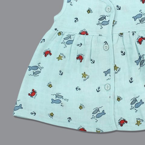 Baby Girl Organic cotton Sleeveles Printed Button Frock (Pack Of 3)- Multicolor (New Born)