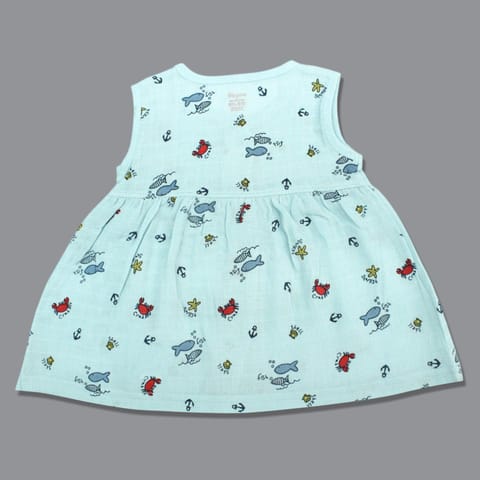 Baby Girl Organic cotton Sleeveles Printed Button Frock (Pack Of 3)- Multicolor (New Born)