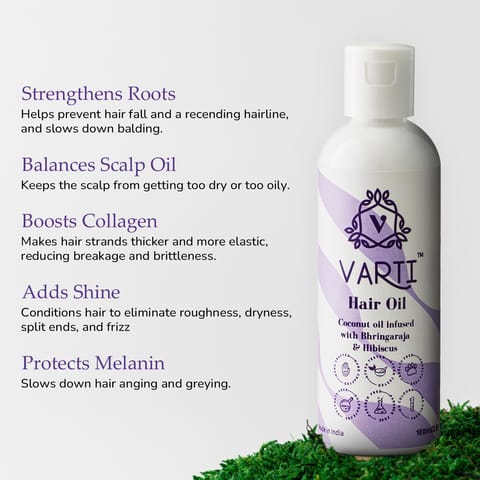 Varti Organic Hair Oil 100ml, Bhringraj & Hibiscus for Healthy Hair Growth & Thickness, Helps in New Hair Growth, Control Hair Fall & Split End, Effective on Dandruff, Women, Girls & Men All age "Combo Pack Of 2"