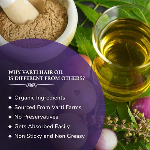 Varti Organic Hair Oil 100ml, Bhringraj & Hibiscus for Healthy Hair Growth & Thickness, Helps in New Hair Growth, Control Hair Fall & Split End, Effective on Dandruff, Women, Girls & Men All age "Combo Pack Of 2"
