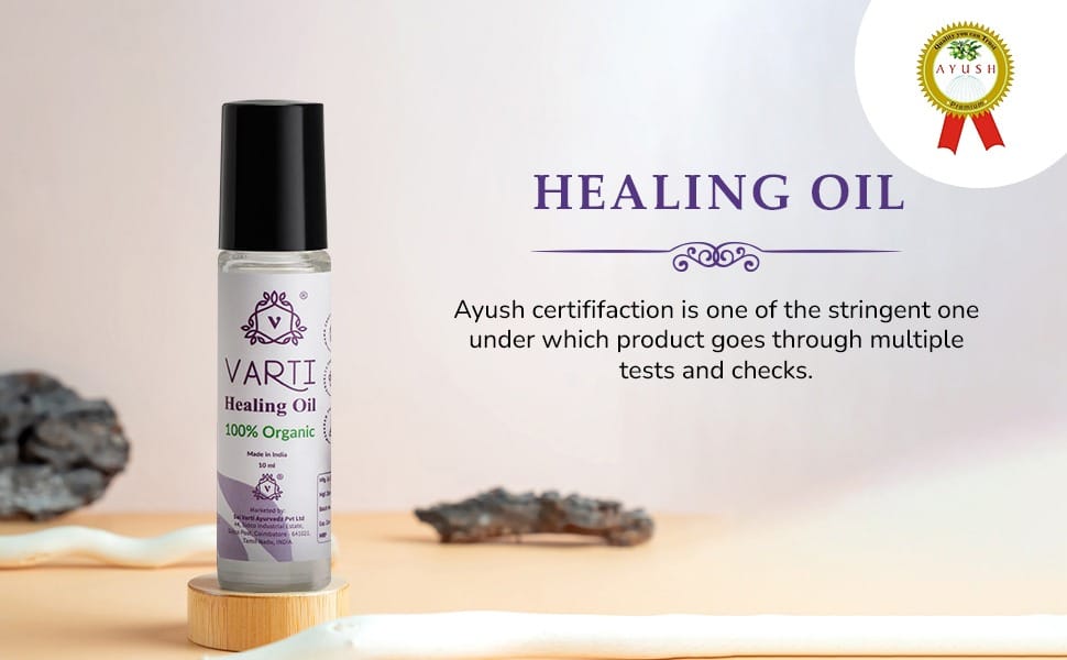 Varti Pain Relief Roll On 10ml, Multipurpose Healing Oil Roll-On 10ml for Muscle & Joint Pain, 100% Ayurvedic & AYUSH Certified, Aromatherapy, Stress Relief, 21+ Ayurvedic herbs, Boosts Health & Wellness
