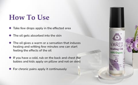 Varti Pain Relief Roll On 10ml, Multipurpose Healing Oil Roll-On 10ml for Muscle & Joint Pain, 100% Ayurvedic & AYUSH Certified, Aromatherapy, Stress Relief, 21+ Ayurvedic herbs, Boosts Health & Wellness