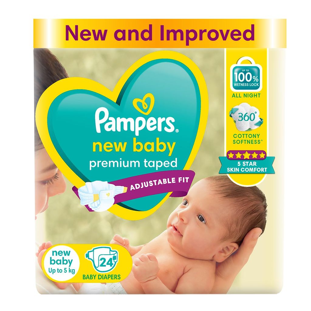 Pampers New Baby Diapers (24 Count) Active Baby NB Econ(upto 5 kg)