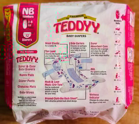 Teddyy Premium New Born Diapers- Pack of 20 (10X2 bundles)