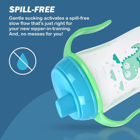 BAYBEE 300ML Baby Sipper Cup for Kids –BPA-Free, Leakproof, Spill-Proof Feeding Bottle with Soft Silicone Handle|Toddler Sippy Cup, Training Bottle for Babies, Infants, Boys & Girls (Green,6M–3Y)