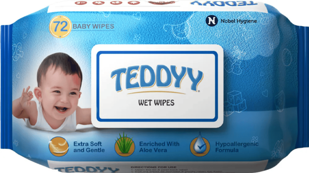 TEDDYY Baby Wet Wipes With Lid 72s (Pack of 1)