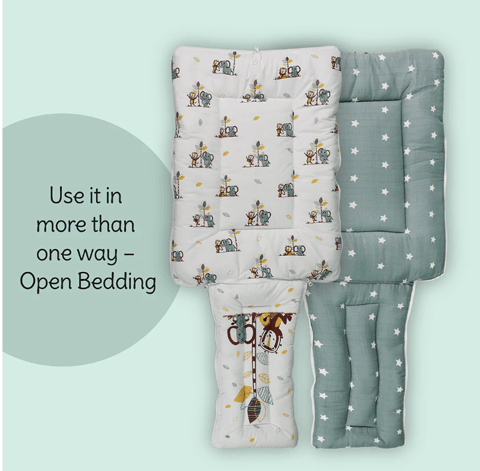 3 in 1 Baby Sleeping Bag & Carry Nest for Newborn, Holding Set, Soft & Lightweight (Jungle Tribe)