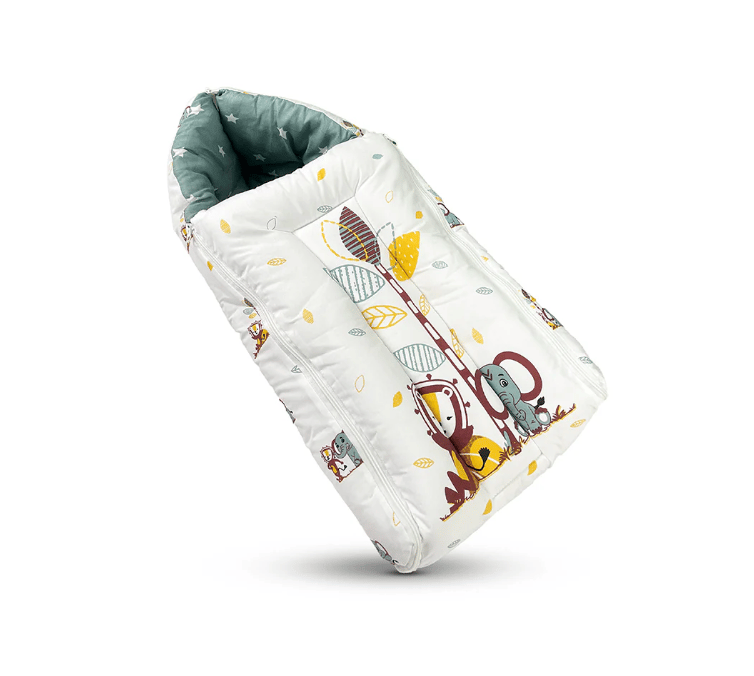3 in 1 Baby Sleeping Bag & Carry Nest for Newborn, Holding Set, Soft & Lightweight (Jungle Tribe)