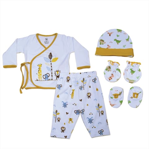 Tiny Lane Adorable & Comfy Baby Clothing Paws Set - Jungle Tribe Jhabla, Legging, & Cap Booties Miten